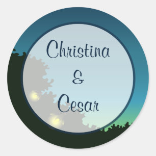 20 - 1.5" Favour Stickers Fireflies and Mason Jars