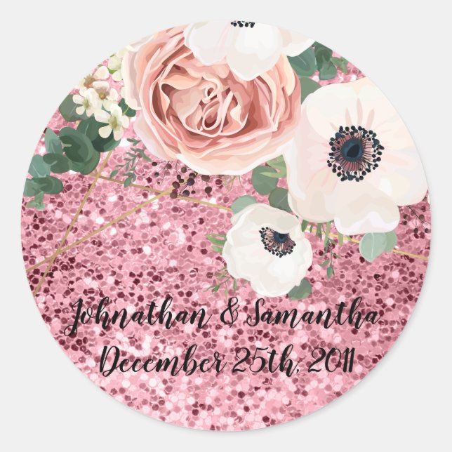 20 - 1.5"  Favour Stickers Geometric Garden Rose (Front)