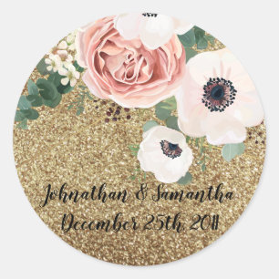 20 - 1.5"  Favour Stickers Geometric Garden Rose