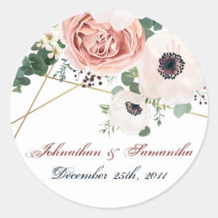 20 - 1.5"  Favour Stickers Geometric Garden Rose