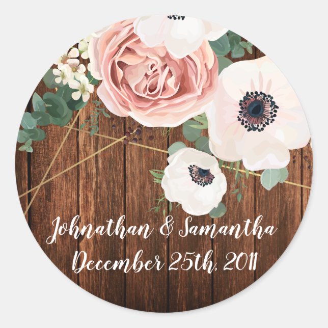 20 - 1.5"  Favour Stickers Geometric Garden Rose (Front)