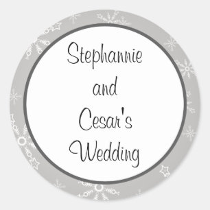 20 - 1.5" Favour Stickers Grey Snowflakes