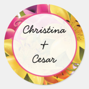 20 - 1.5" Favour Stickers Hawaiian Exotic Flowers