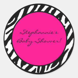 20 - 1.5"  Favour Stickers Hot Pink Zebra Print