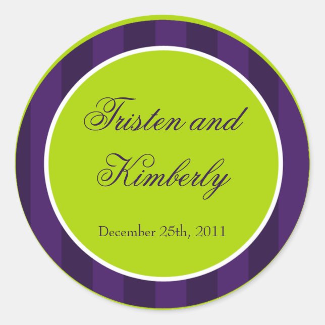 20 - 1.5"  Favour Stickers Lime Green & Purple (Front)