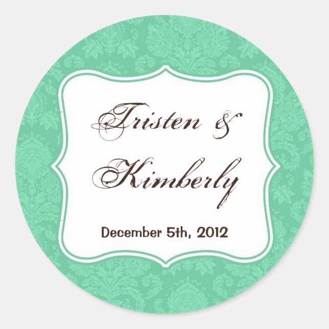 20 - 1,5" Favour Stickers Mint Blanc Dentelle Dama (Devant)