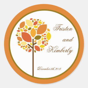 20 - 1.5"  Favour Stickers Modern Autumn Tree Fall