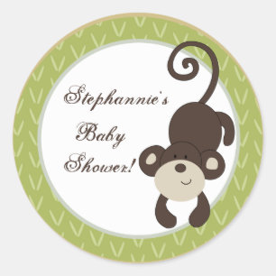 20 - 1.5"  Favour Stickers Monkey Time Zoo Animal
