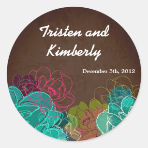 20 - 1.5"  Favour Stickers Neon Spring Floral Flow