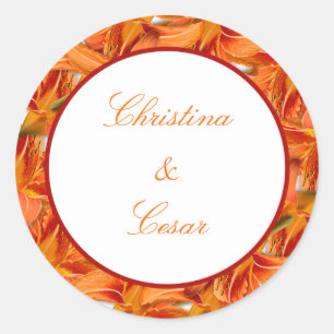 20 - 1.5" Favour Stickers Orange Tiger Lilly w/Str