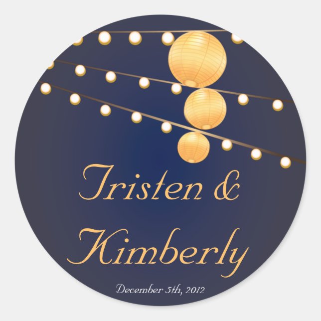 20 - 1.5"  Favour Stickers Paper Lanterns on Blue (Front)