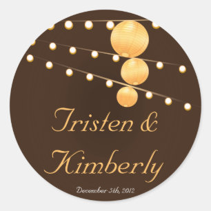 20 - 1.5"  Favour Stickers Paper Lanterns on Brown