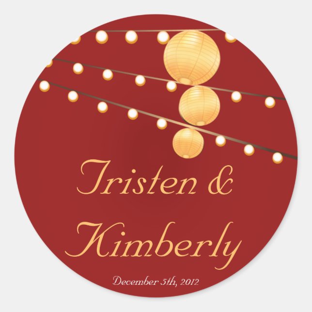 20 - 1.5"  Favour Stickers Paper Lanterns on Red (Front)