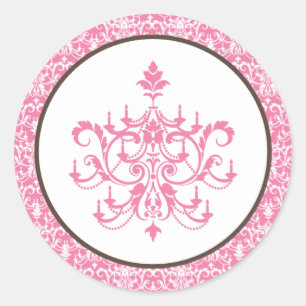 20 - 1.5" Favour Stickers Pink Chandelier
