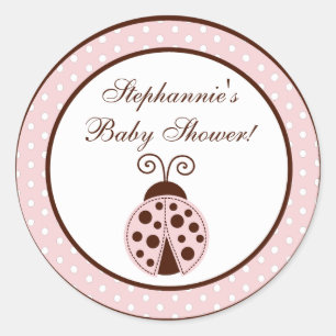 20 - 1.5"  Favour Stickers Pink Ladybug