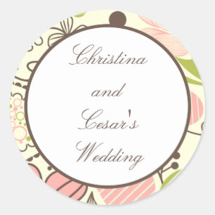 20 - 1.5" Favour Stickers Spring Pink/Green Floral