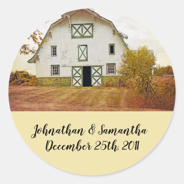 20 - 1.5"  Favour Stickers Sunset Barn Country Rus (Front)