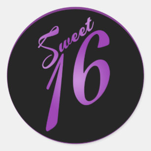 20 - 1.5"  Favour Stickers Sweet 16 Purple Lilac