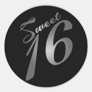 20 - 1.5"  Favour Stickers Sweet 16 Silver