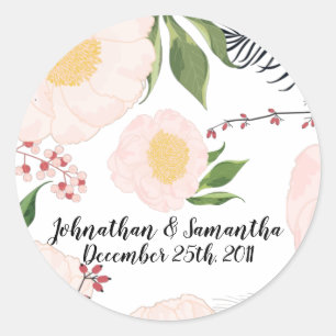 20 - 1.5"  Favour Stickers White Floral Flowers on