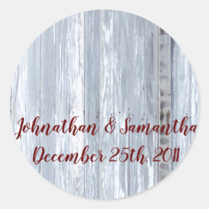 20 - 1.5"  Favour Stickers White Wash Wood Barn Do