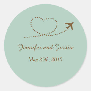 20 - 1.5 Inch Envelope Seal Blue Airplane Heart