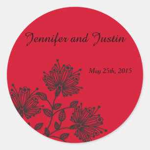 20 - 1.5 Inch Envelope Seal Red and Black Floral