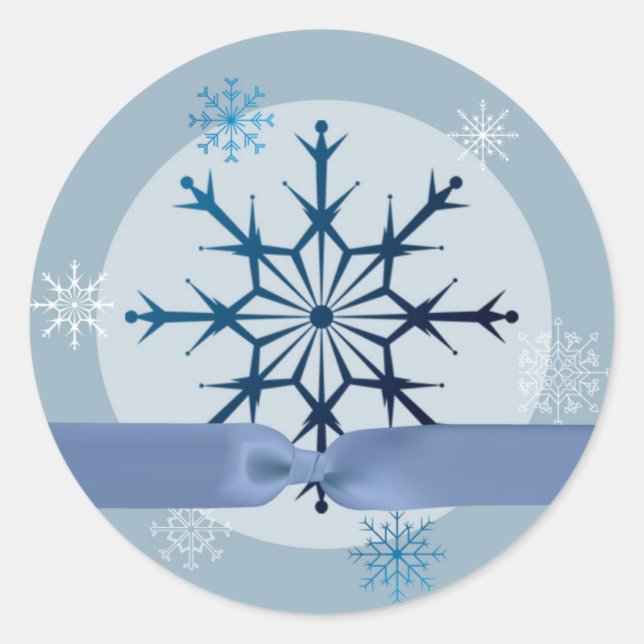 20 - 1.5 Inch Envelope Seals Blue Snowflake Winter (Front)