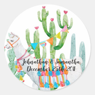 20 - 1,5" Stickers Favor Boho Llama Bohemian Cact