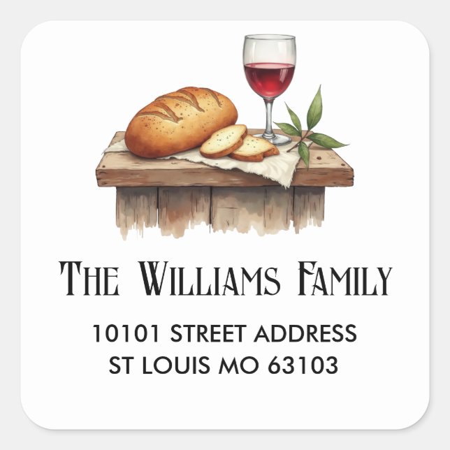 20 Bread and Wine Return Address Sticker (Front)