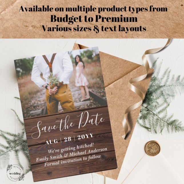 20 Budget RUSTIC PHOTO Save Date and Envelopes Advice Card (Creator Uploaded)