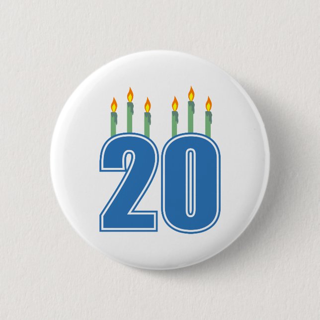 20 Candles (Blue / Green) 2 Inch Round Button (Front)
