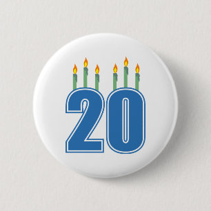20 Candles (Blue / Green) 2 Inch Round Button
