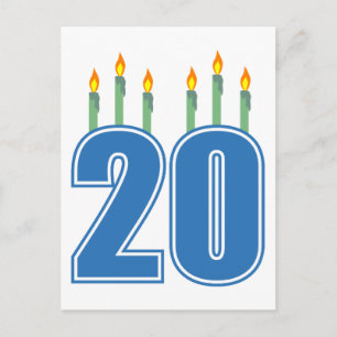 20 Candles (Blue / Green) Postcard