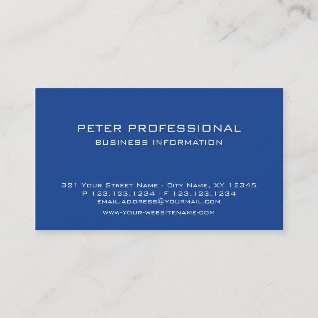 20 Carte de visite professionnel moderne bleu roya (Devant)