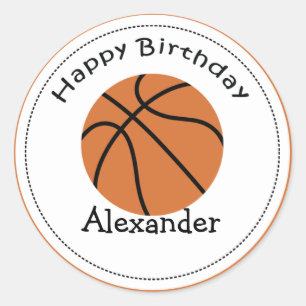 20 Customizable Cupcake Toppers Basketball Classic Round Sticker