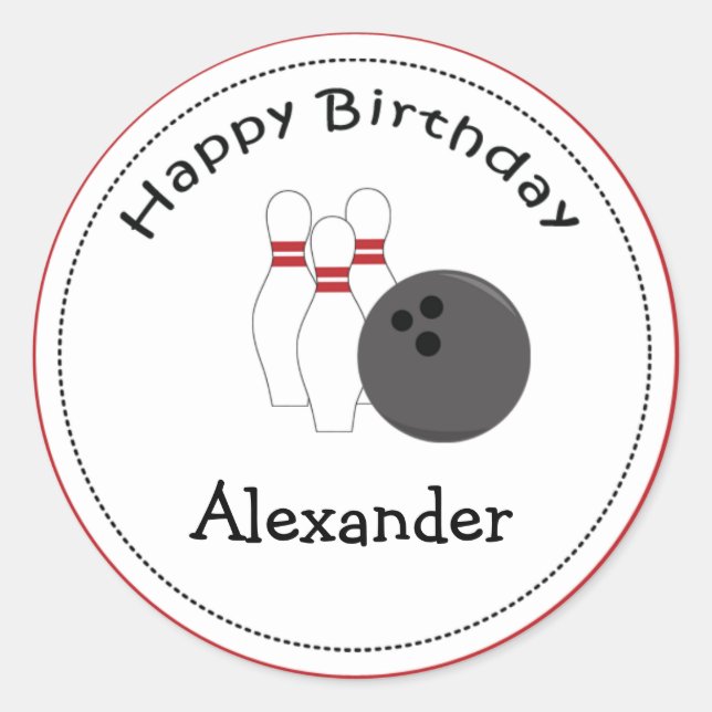 20 Customizable Cupcake Toppers Bowling Party Classic Round Sticker (Front)