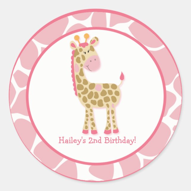 20 Customizable Cupcake Toppers Jungle Giraffe Classic Round Sticker (Front)