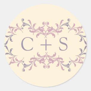 20 Elegant Purple Wedding Favour Stickers