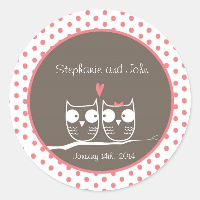 20 Envelope Seal Wedding Owls Personalized (Front)