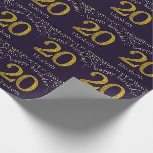 20 Glitter Gold Birthday Wrapping Paper