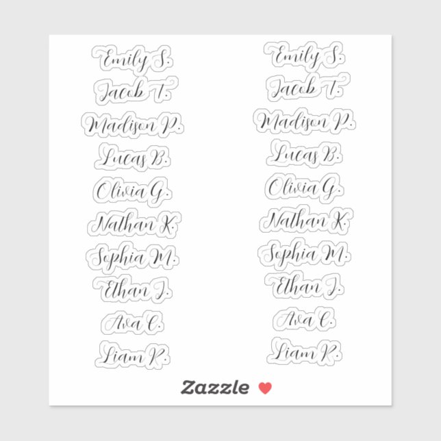 20 Guests Modern Elegant Calligraphy (Sheet)