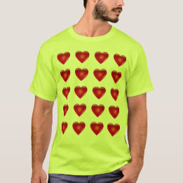20 Hearts on Safety Yellow Green T-Shirt