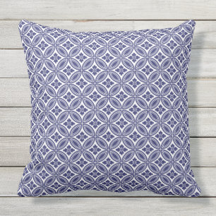 20 inch Outdoor Accent Pillow Blue and White