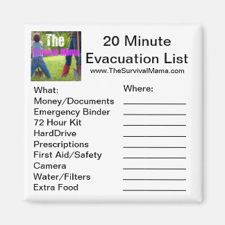 20 Minute Evacuation List Magnet