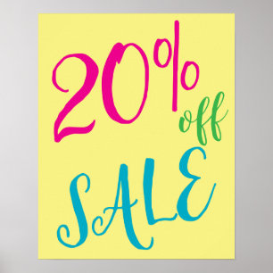 20% Off Sale Sign in Spring Colours, Retail Poster