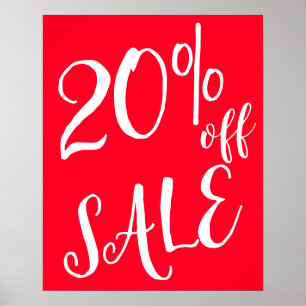 20% Off Sale Sign, Red Boutique Sale Sign, Retail Poster