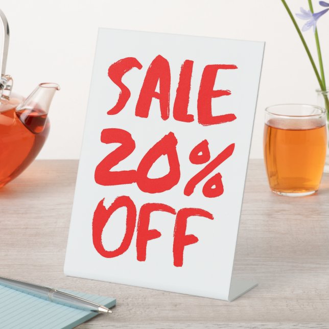20% Off Sale Sign, Tabletop Signage, Retail Store Pedestal Sign (In SItu)