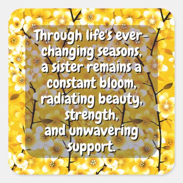 (20 pcs) Sister Quote with Vinyl Design | Floral Square Sticker (Front)