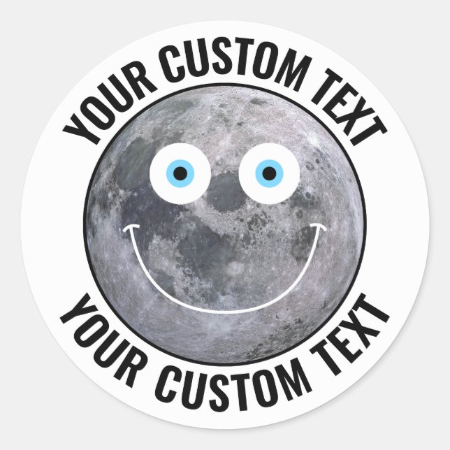 20 Personalized Man in the Moon Custom Happy Face Classic Round Sticker (Front)